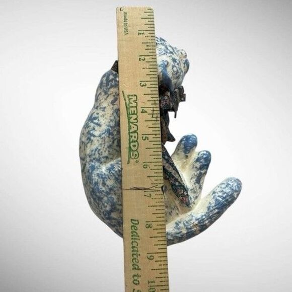 Katy's Country Charm by Karen Blue/White Shelf Sitting Chintz Ceramic Cat 9"X4" - Picture 3 of 12